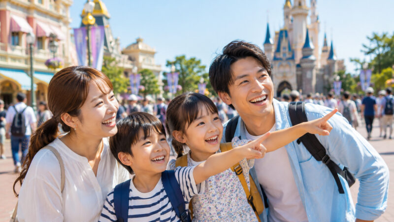 長崎 子連れ旅行 テーマパークを楽しむ家族 イメージ