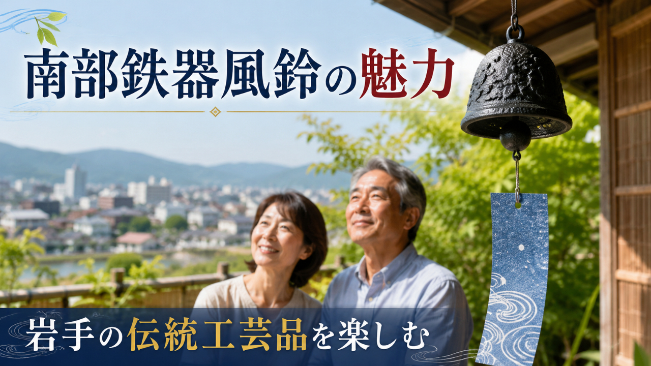 岩手の南部鉄器風鈴を自宅で楽しむ夫婦のイメージ